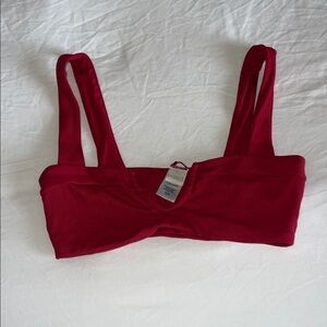 Red Ribbed bathing suit top